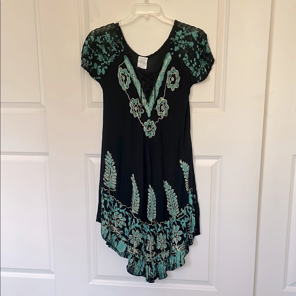 Anjli Black Teal Dress/Cover Up Medium